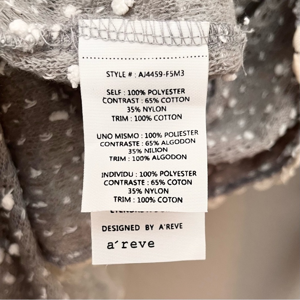 Altar'd State A'REVE Women's Boho Open Cardigan Medium Lace Hem Grey White - Picture 10 of 11